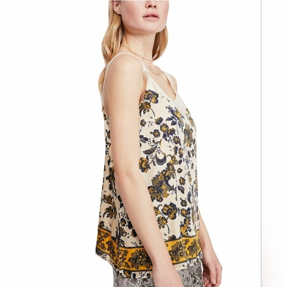 Intimately Free People Floral Beige Tea Combo V Neck Tank Blouse Camisole Size M - Picture 9 of 10